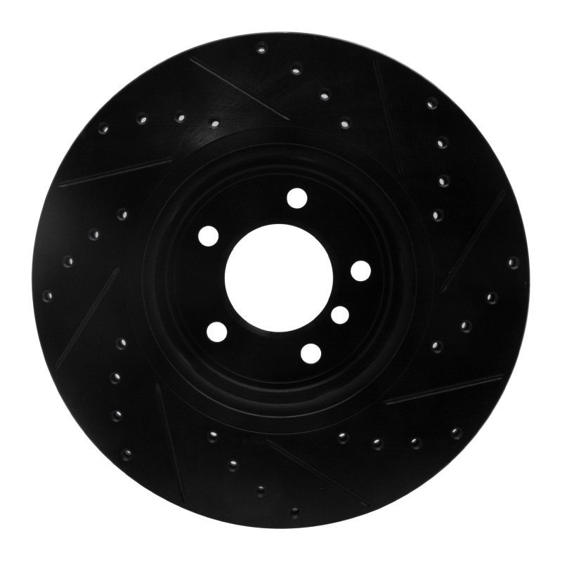 BMW 135I Brake Rotor (1) - Front Left - R1 Concepts - Drilled & Slotted - Black - `06-`13